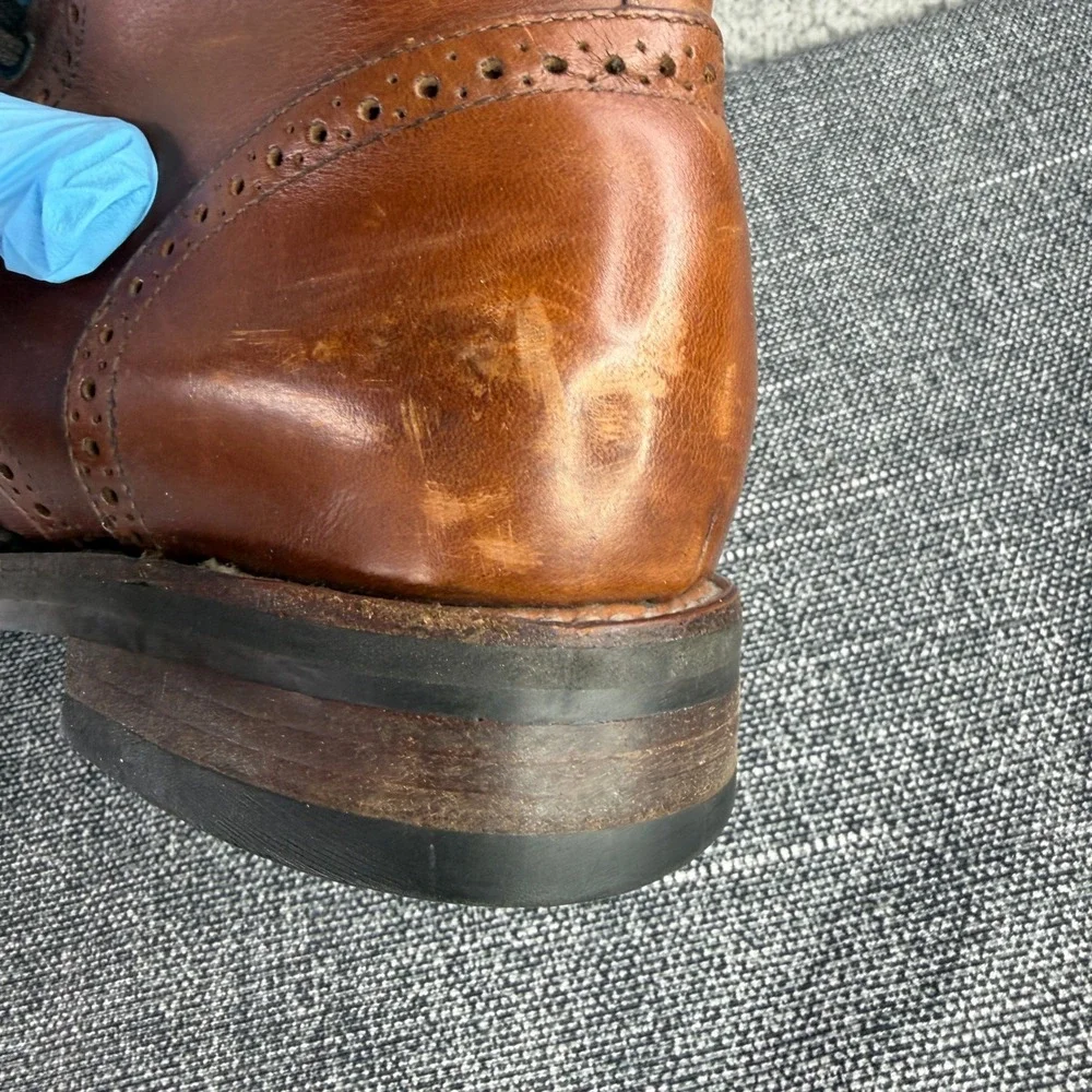 Thursday Boot Co Wingtip Leather Boots Mens 8.5 Cognac Brown Brogue Ankle Boot